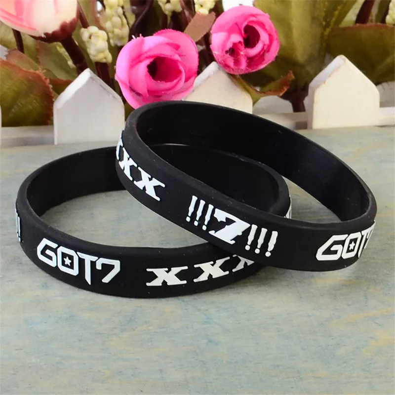

KPOP GOT7 Gotcha1st Photobook Silicone Rubber Wristband Flexible Wrist Band Cuff Bracelet Sports Casual Bangle Fans Collection