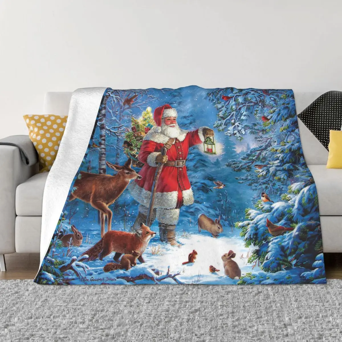 

Merry Christmas Flannel Throw Blanket Santa Deer New Year Blankets for Bedding Office Soft Quilt