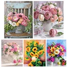 Алмазная 5D картина JIEME сделай сам с цветами, полноформатная Круглая Мозаика из смолы, живописная вышивка крестиком, наборы для домашнего декора, настенное искусство