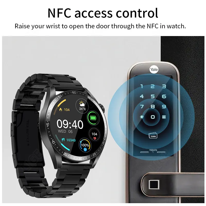 Смарт-часы LIGE мужские с сенсорным экраном AMOLED Bluetooth NFC |