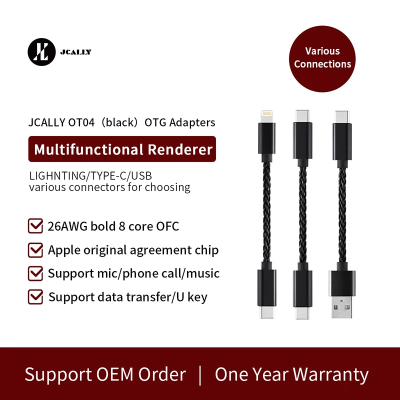 JCALLY OT4 OTG multi-function adapter cable Light-ning TPYE-C USB interface wire control for UP5 M3X UA2 ATOM LINK2 UA5 BEAM3S |