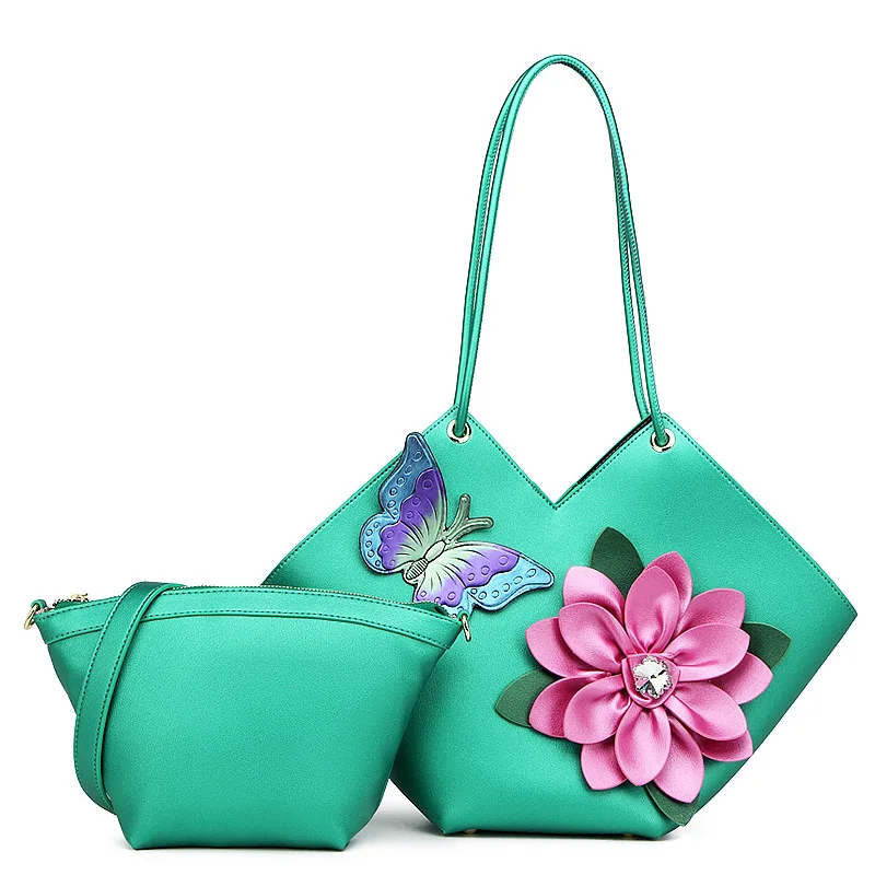 

2023 Women New Fashion Unique Butterfly Decal Design Large Capacity Tote Bag Composite Bag Elegant National Style Shoulder Bag
