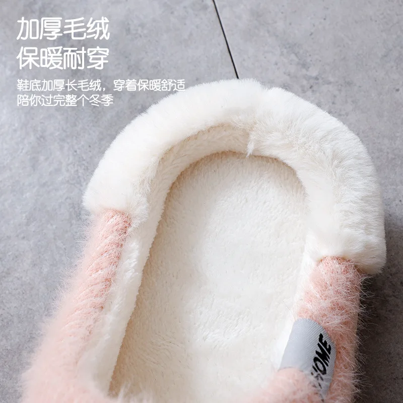 Warm Winter Furry Soft Short Slippers Women Man Bedrooms Home Cotton Shoes Indoor Platform Slides Famale Plush Ladies Slippers