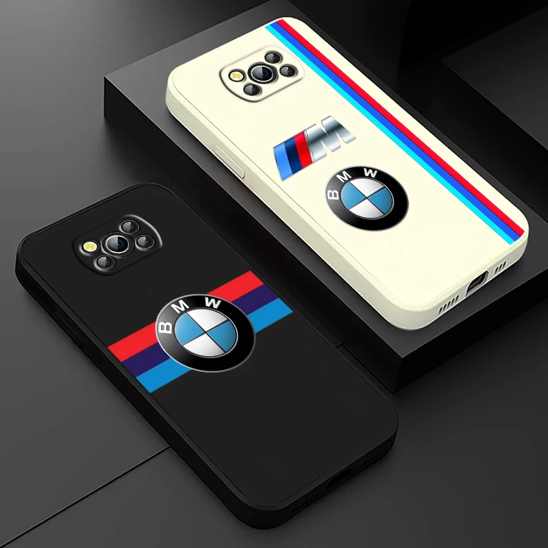 

Luxury Car BMW Fashion LOGO For Xiaomi Poco X4 X3 F4 F3 NFC M5 M4 M3 GT S Pro 4G 5G Liquid Rope Phone Case Cover Fund