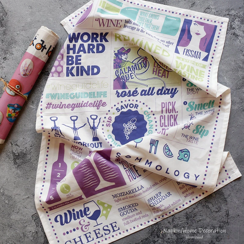 

69x45cm Digital Printing Cloth Cotton Table Napkin Food Mat Home Decoration Wall Hanging Painting Photography Props Kitchen