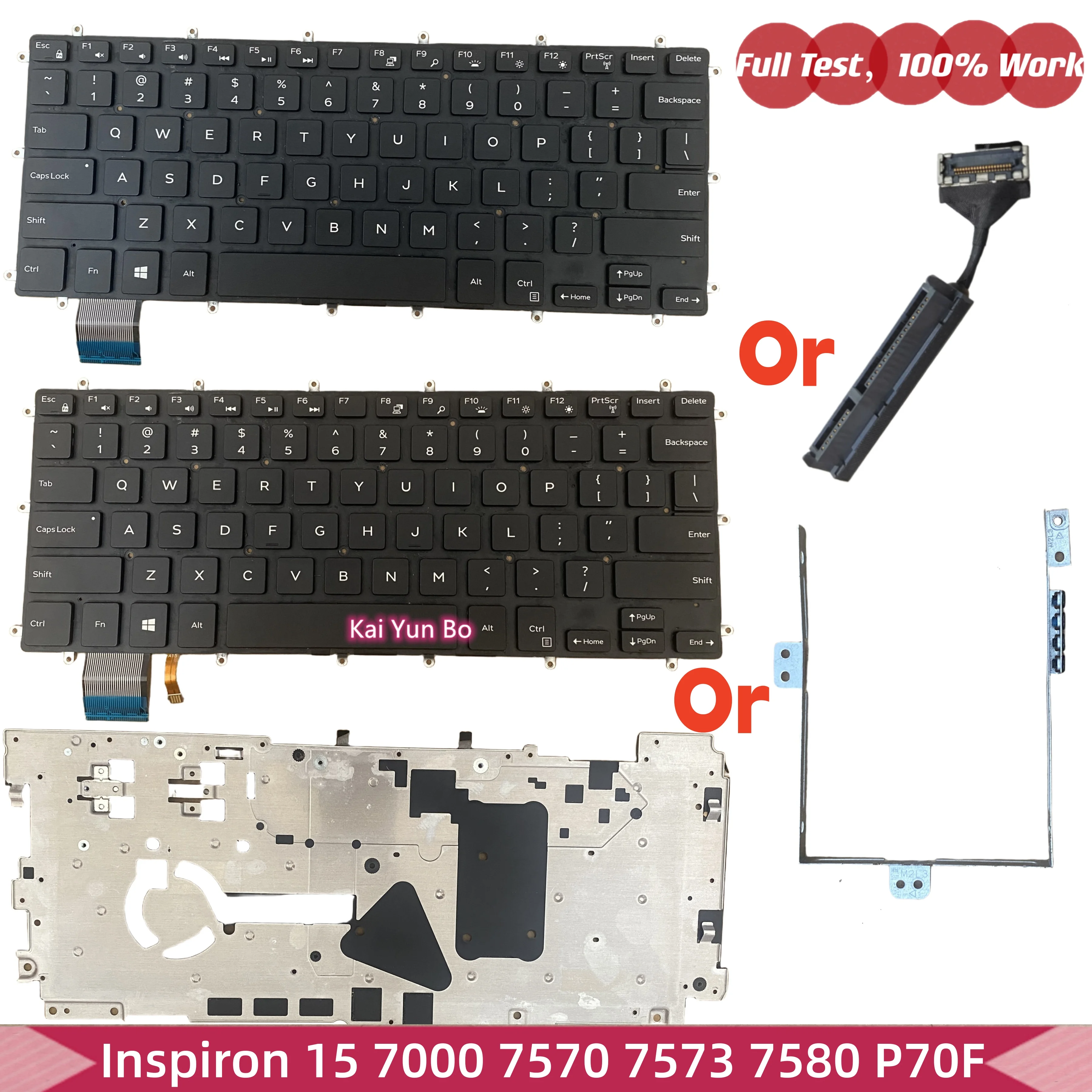Фото CN-0H4XRJ H4XRJ 450.0CL03.0001 Клавиатура для ноутбука Dell Inspiron 15 7000 7570 7573 7580 P70F с подсветкой (US) или кронштейн или кабель для жесткого диска или кадди 0H4XRJ №1