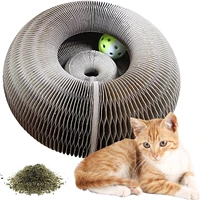 magic cat scratch organ board cat toy with ball cat grinding claw cat climbing frame kitten round corrugated cat scratching toy