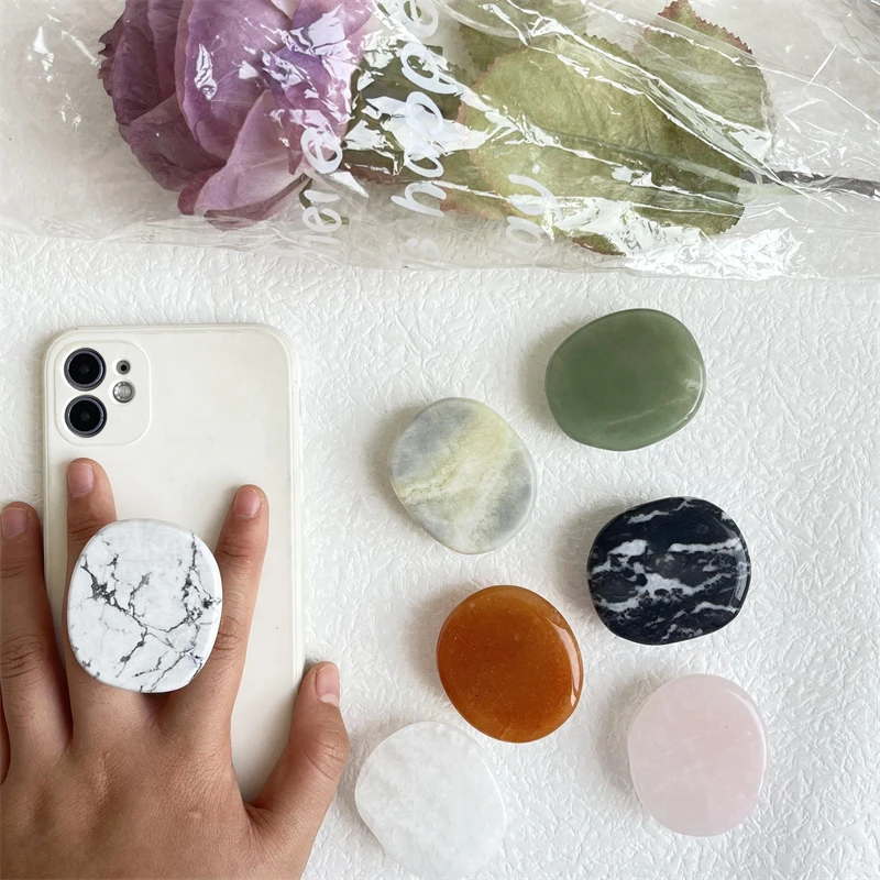 Shiny Natural Marble Foldable Grip Tok Elastic Socket Phone Holder Griptok Finger Ring Talk Universal Holder for Iphone