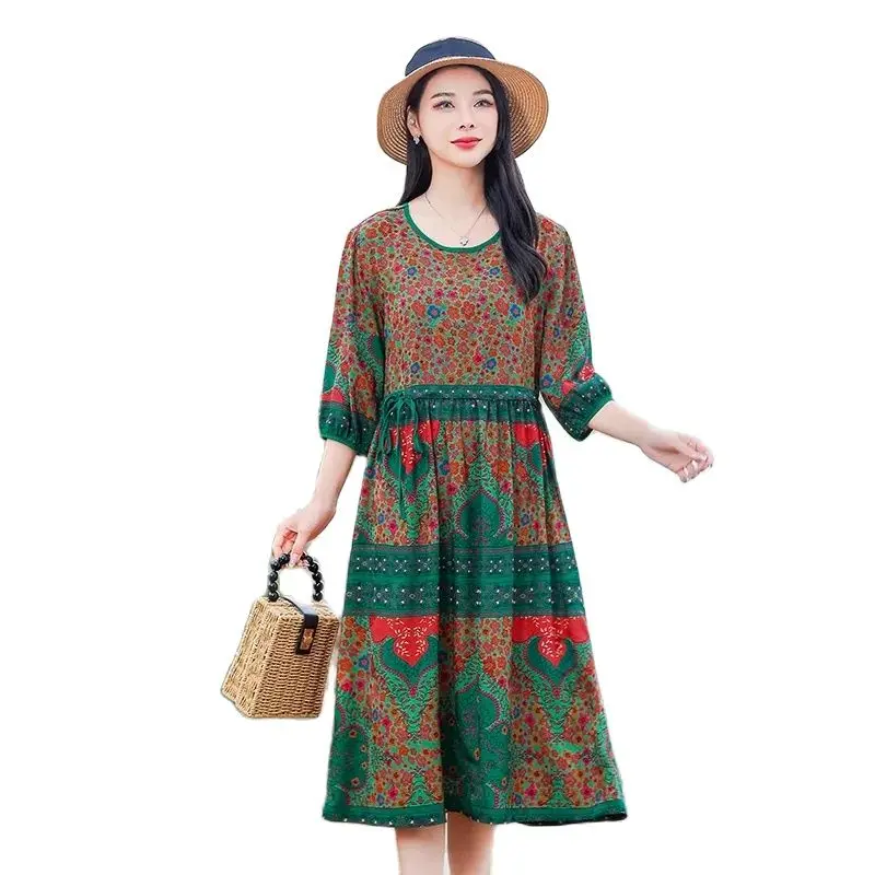 

Fashion Women's Dress Spring 2023 New Elegant And Loose Temperament Skirt Luxury And Leisure Retro Doublesided Floral Skirt Wome