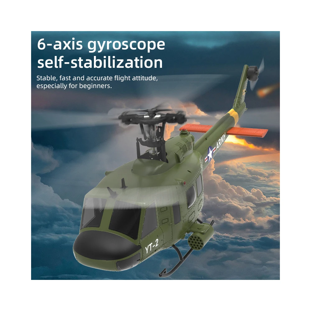 YXZNRC F07 1:34 UH-1 HUEY Масштаб 2 4G 6CH Удержание высоты Оптическое позиционирование потока