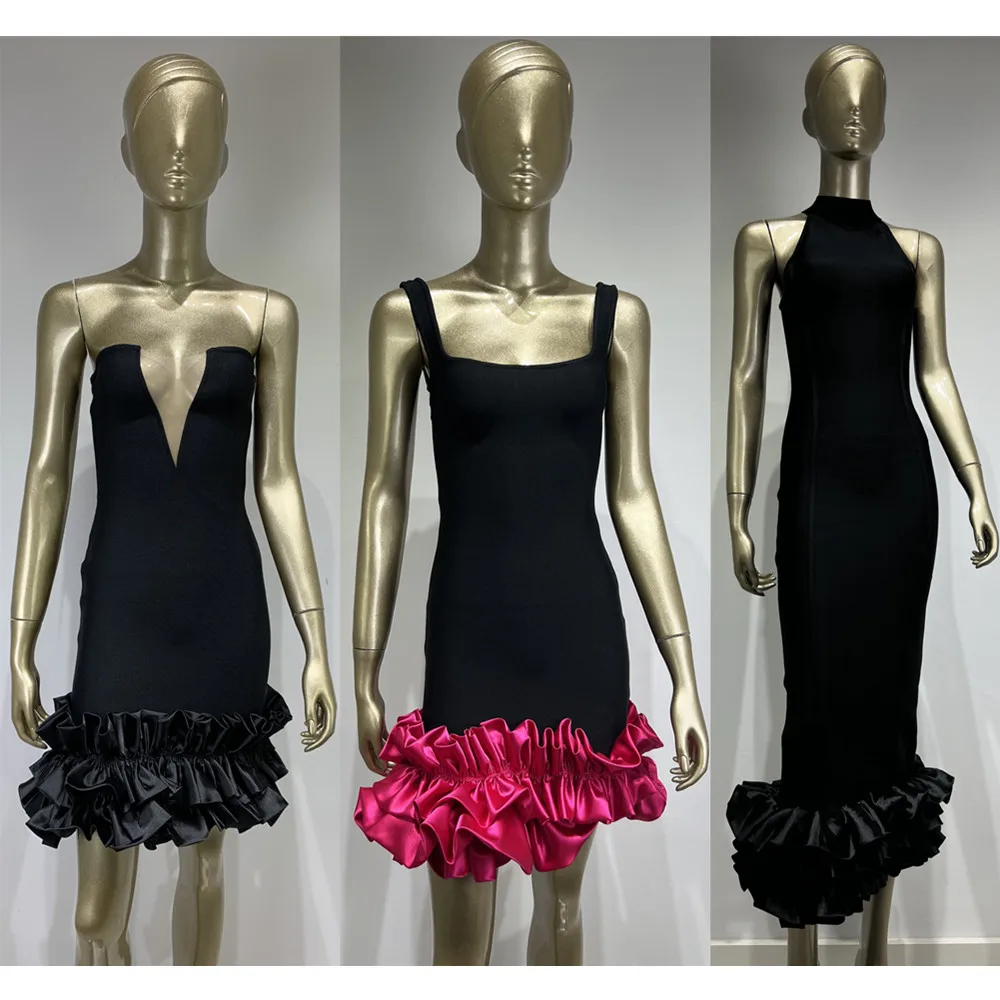 

Summer One Piece Dress Korean Style Women 2023 New Edible Tree Fungus Hem Bandage Dress Wedding Guest Evening Party Gowns