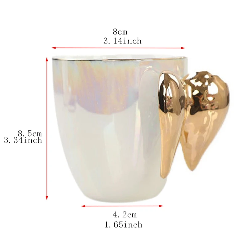 Позолоченная кофейная чашка с крыльями ангела белая керамическая для офиса дома