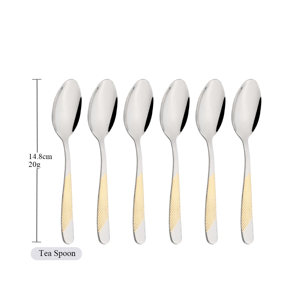 

Drmfiy Роскошные столовые приборы 6/30 шт., набор вилок, ложек, ножей, элегантный золотой набор посуды из нержавеющей стали, чайная ложка, кухонный набор столовых приборов