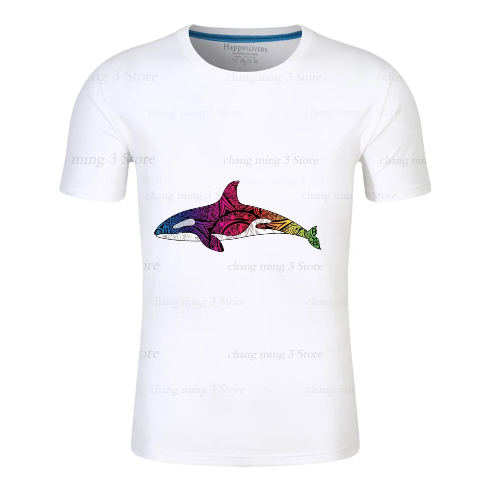

Beautiful fish pattern men's 100% cotton T-shirt, cool short sleeves in summer, high quality, suitable for youth b-005