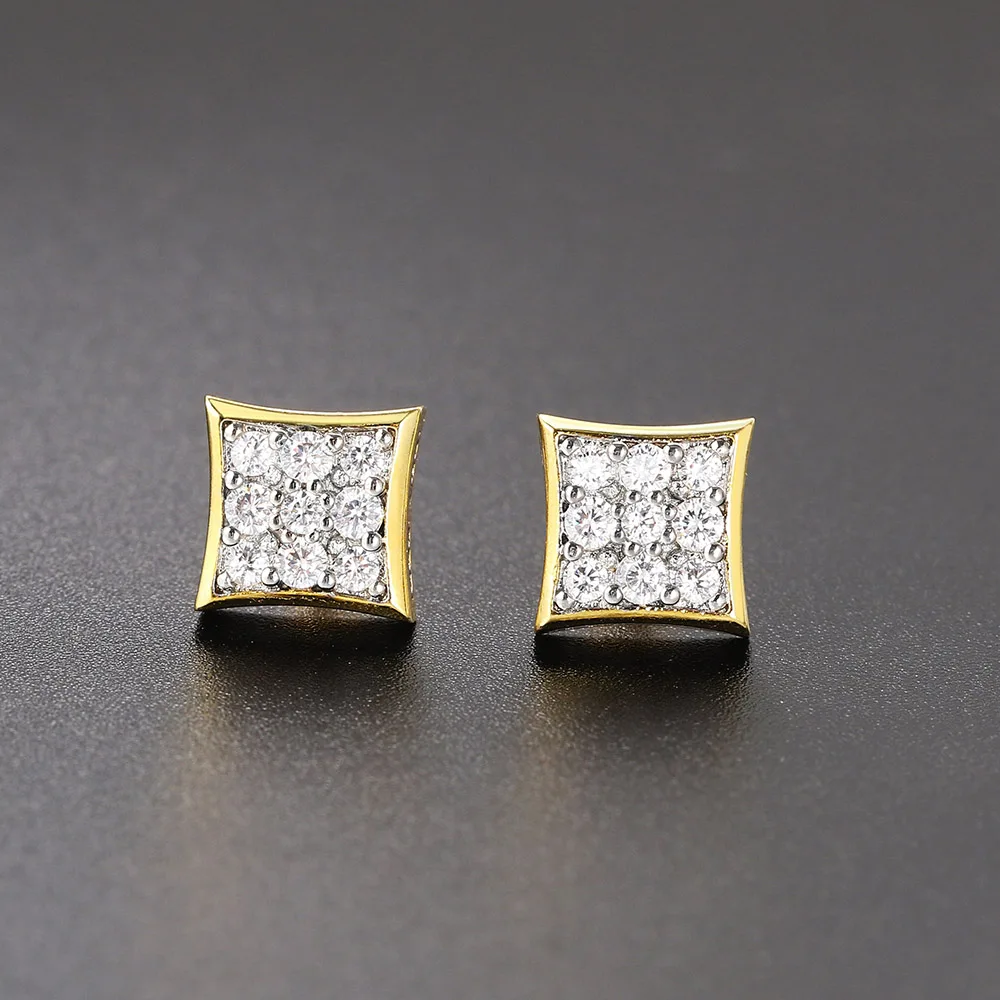 Модные блестящие квадратные серьги-гвоздики Iced Out для мужчин серьги в стиле