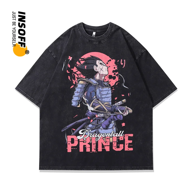 

Original Designer Japanese Classic Anime Warrior Printed Cotton Washed Y2k Style Oversized Harajuku Streetwear Men Women T-shirt