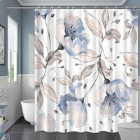 waterproof shower curtain leaves flowers fabric polyester bath curtain with 12 hooks elegant floral print bathroom decor