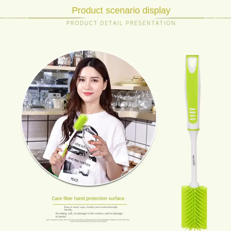 

Cleaning Brush Green Insulation Cup Washing Combination Set Modern Long-handled Cleaning Tools Dish Brush Tpr Bottle Functional