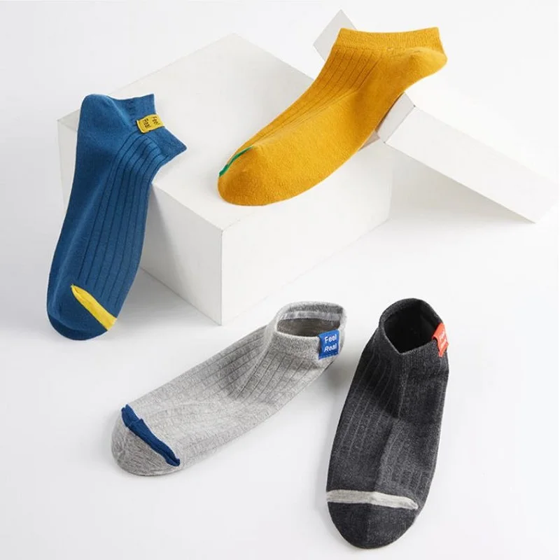 5Pairs/Lot Combed Cotton Men Socks Ankle Socks Solid Color Mesh Breathable Casual Socks Summer Fitness Outdoor Sport Stockings