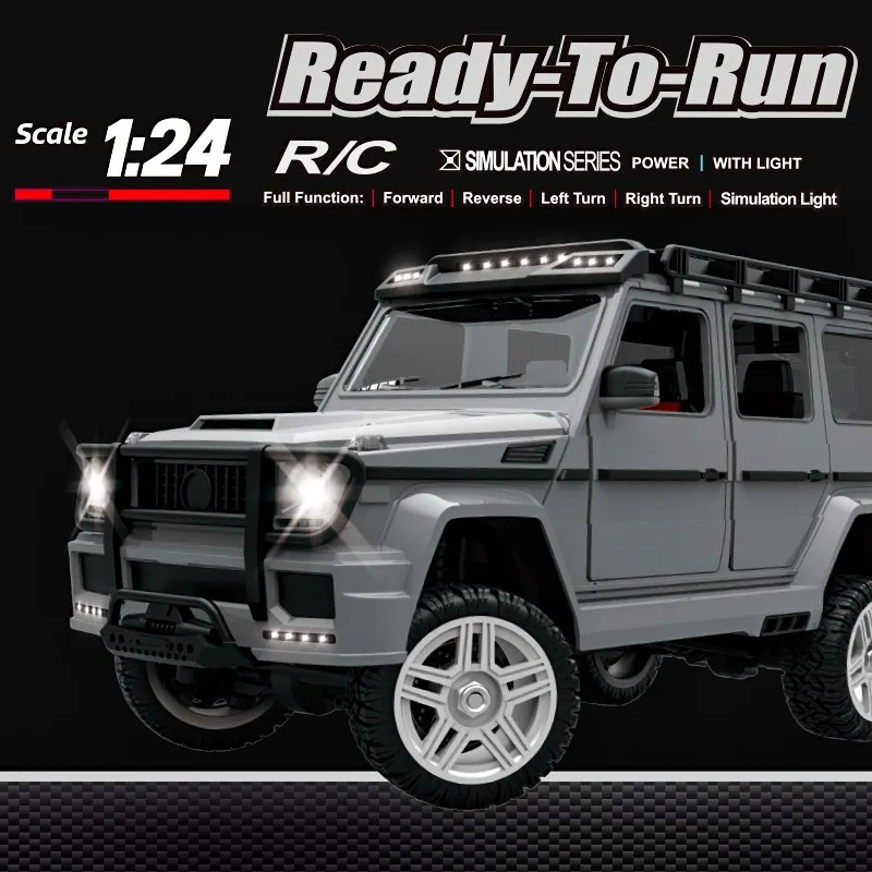 Remote Control Car 2.4GHz Alloy Metal RC All-Terrain 10Km/h 1:24 LED Light Off-Road Truck Toy for Boys Kids Gifts |