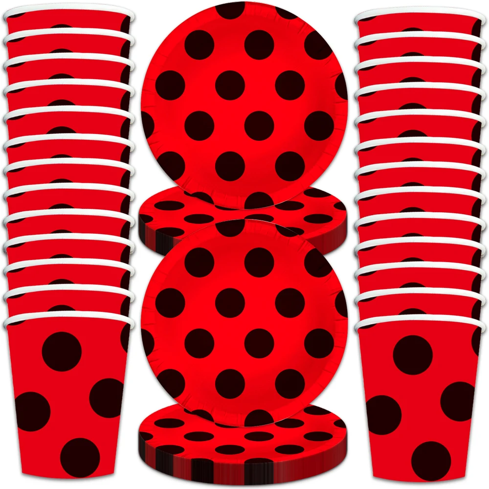 60 шт./лот Божья коровка для девочек детские сувениры чашки тарелки день рождения
