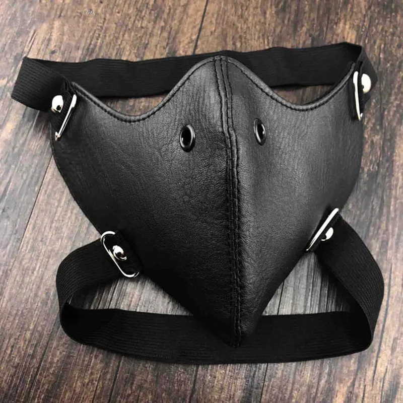 

Маска для вечеринки Хэллоуина в стиле панк дьявола кожаные заклепки металлические фотообои маска байкера чехол с черепом на половину лица