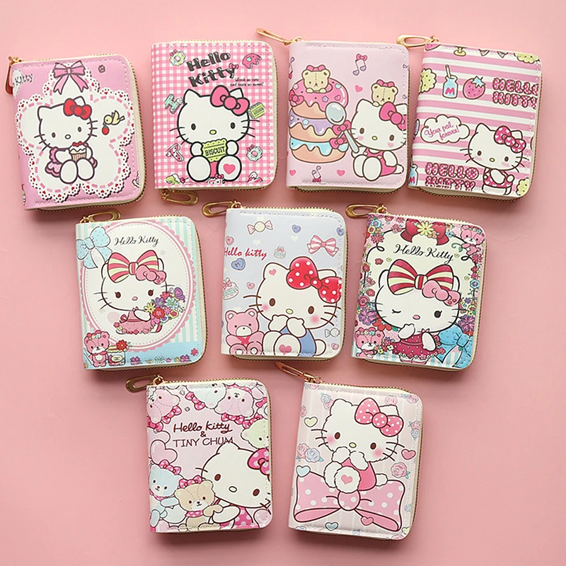 Маленький мини-кошелек Hello Kitty для девочек роскошные короткие кошельки женские