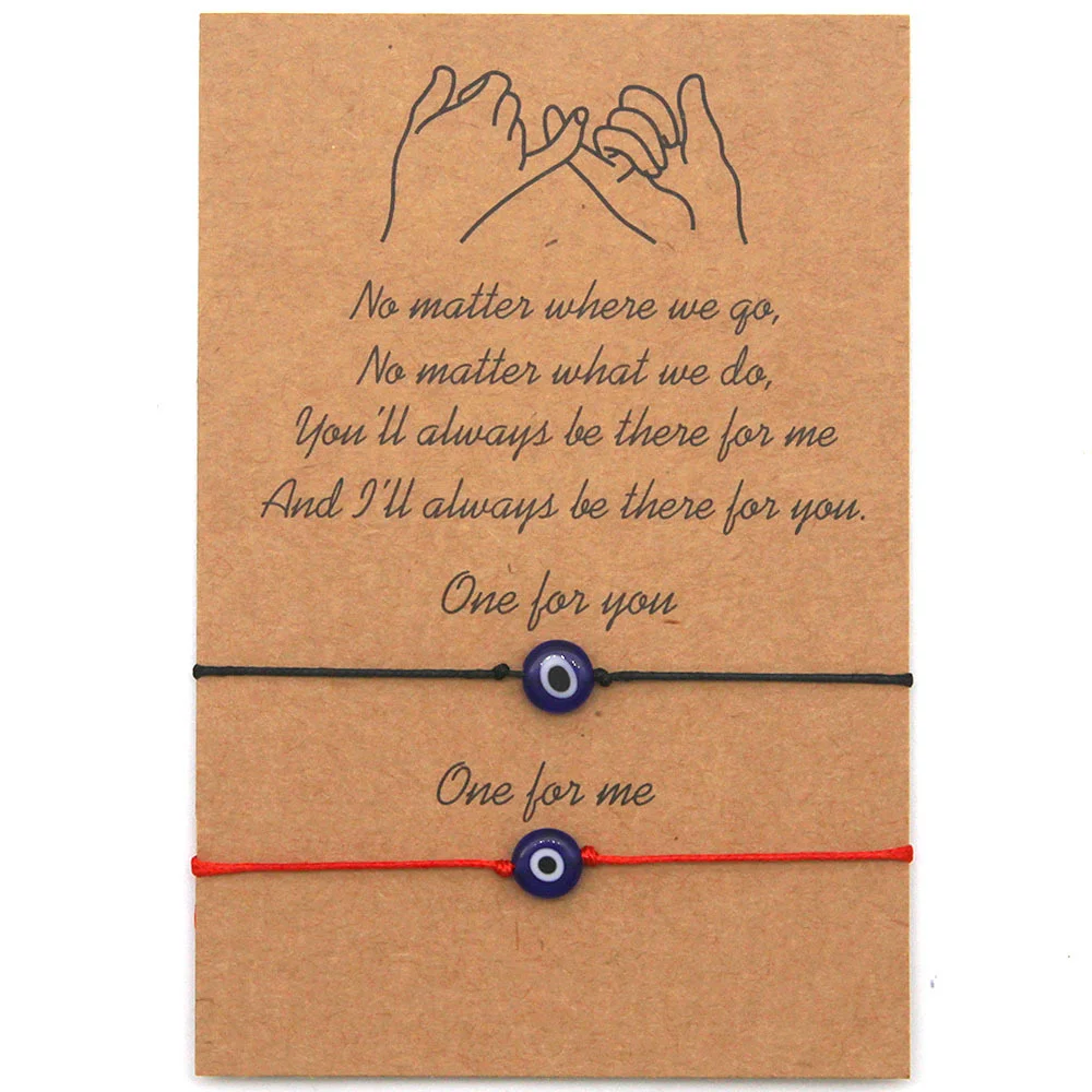 

Couple Card Bracelet Simple Personality Devil's Eye Knitted Bracelet 2 Piece Set