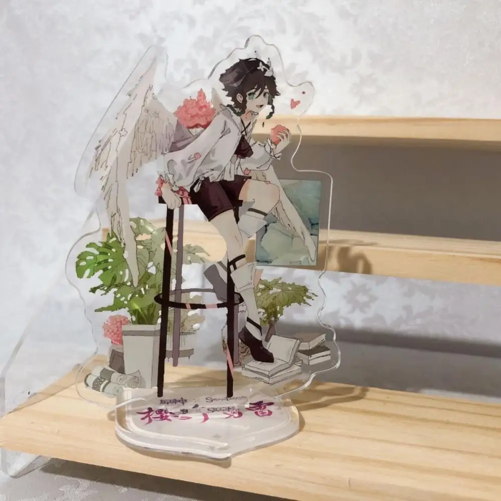 8 см Genshin Impact Xiao Venti Крылья ангела в форме человека стоячая карта украшение для