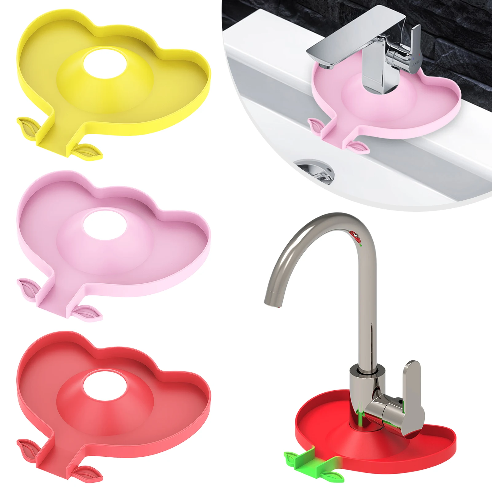 

Faucet Sink Splash-proof Pad Multipurpose Silicone Faucet Guide Sleeve Faucet Drain Mat Easy Installation CLH@8