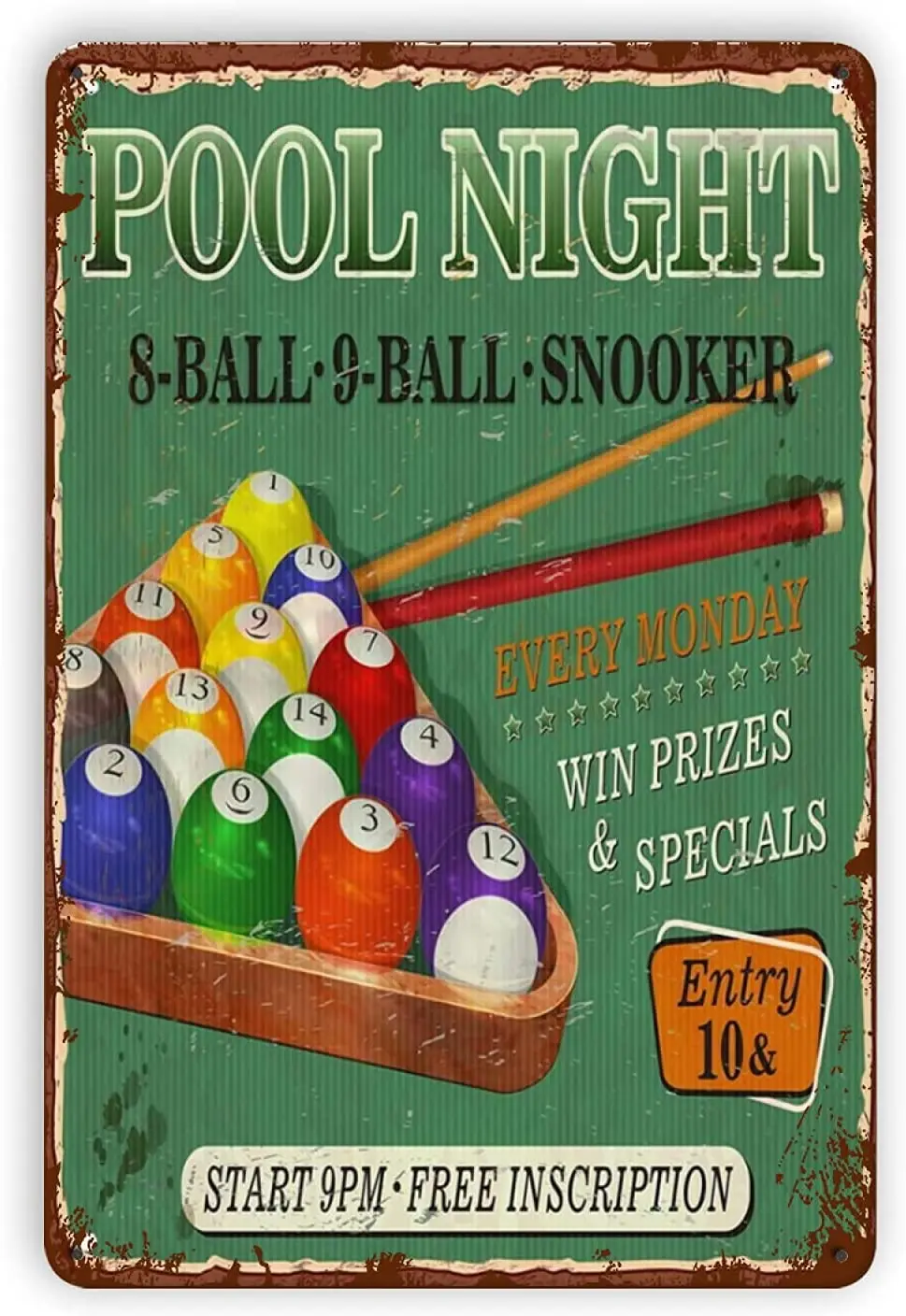 

Billiards poker Club Vintage Metal Sign Pool Billiards Balls Poster Tin Sign Home Family Gift Funny Metal Signs Wall Decor 12x8