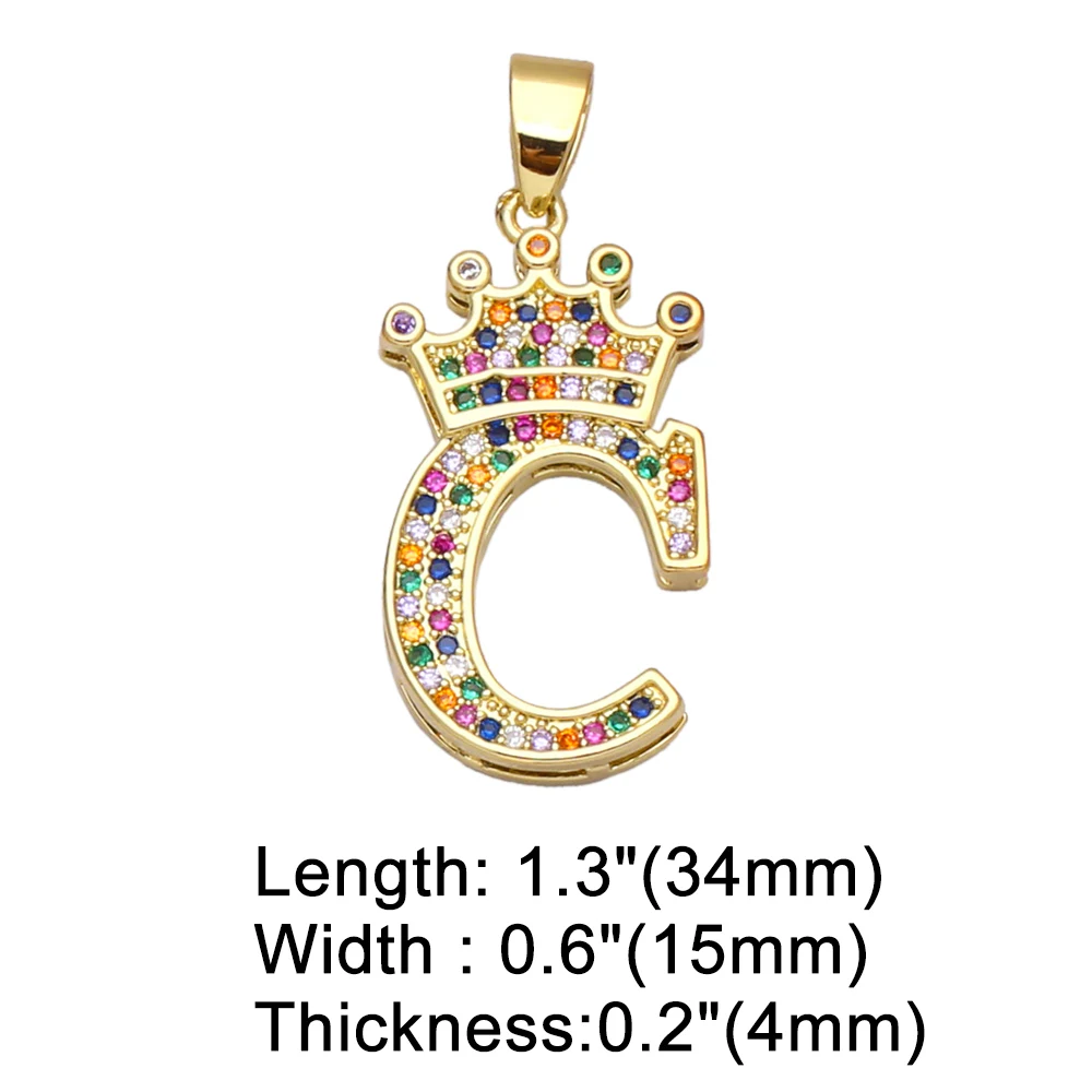 OCESRIO A-Z подвеска в форме короны для ожерелья женщин позолоченные блестящие CZ