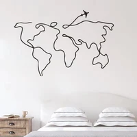 simple line travel world map vinyl decal wall sticker for bedroom decorative creative home decor removable mural
