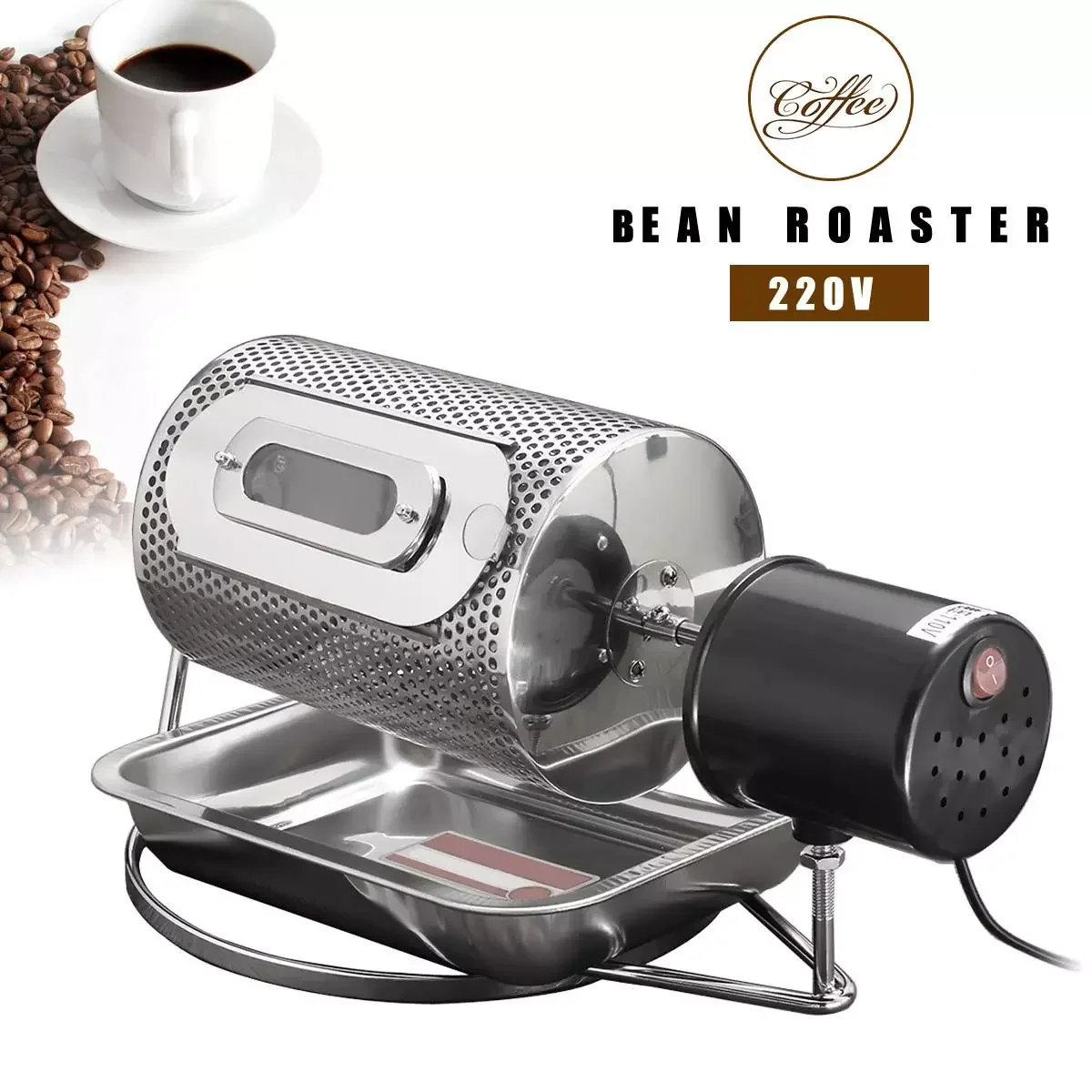 

Warmtoo 220V Coffee Beans Roaster Stainless Steel Cafe Bean Roasting Machine Baking Fry Peanut Grain Nuts Dryer Free Shipping