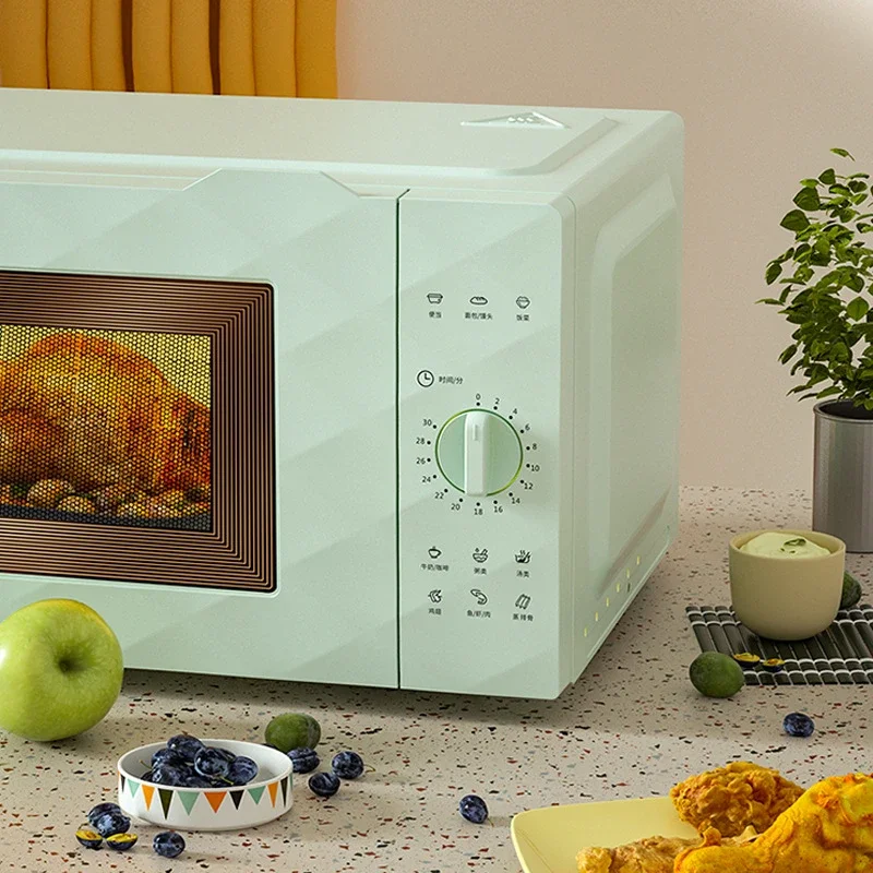 

YYHC Oven Household Multi-Functional Mechanical Turntable 20 Liters Microwave Heating Knob Control Easy Cleaning Liner