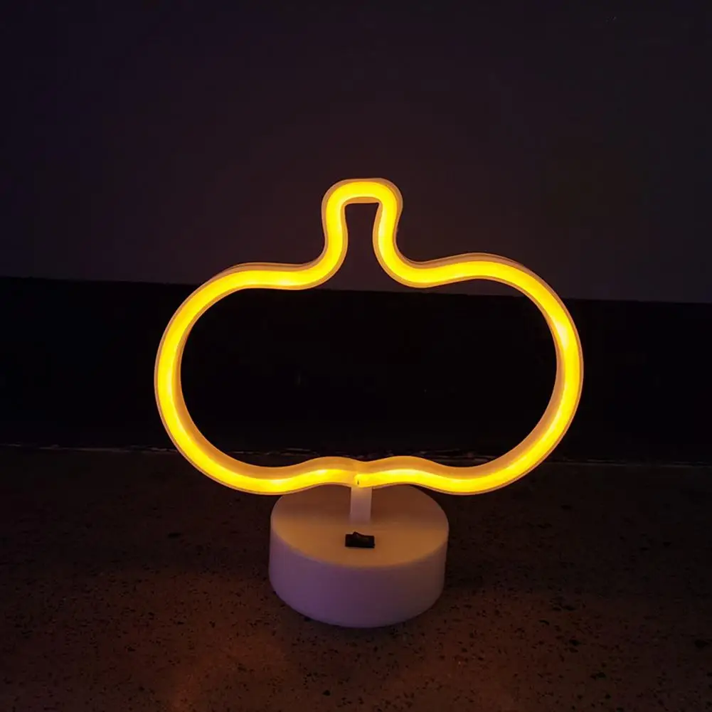 

Table Neon Light Halloween Party Decor Non-glaring Pumpkin Ghost Led Neon Light Creative Shape Usb/battery Operated Lamp
