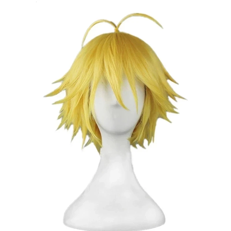 

The Seven Deadly Sins Meliodas Cosplay Wig Dragon's Sin of Wrath Golden Heat Resistant Hair Wigs + Wig Cap