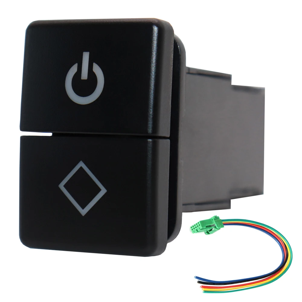 

Dual Push Button Switch ON-Off 12V Blue/Green Led With Connector Wire For Toyota Car Hilux 2015/Prado 150 Series 2010-2014 Rav4