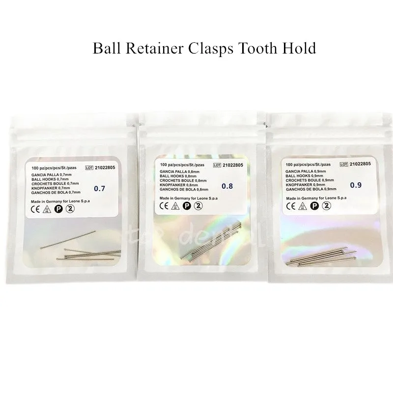 

100Pcs Dental Ortho Ball Retainer Clasps Tooth Hold Position Appliance Dentaurum 0.7mm 0.8mm 0.9mm