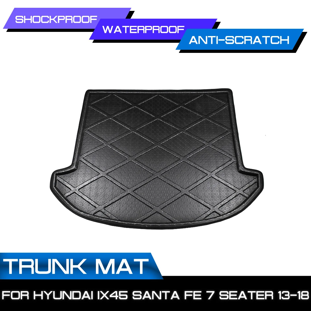 

Car Rear Trunk Boot Mat Waterproof Floor Mats Carpet Anti Mud Tray Cargo Liner For Hyundai IX45 Santa Fe 7 Seater 2013-2018