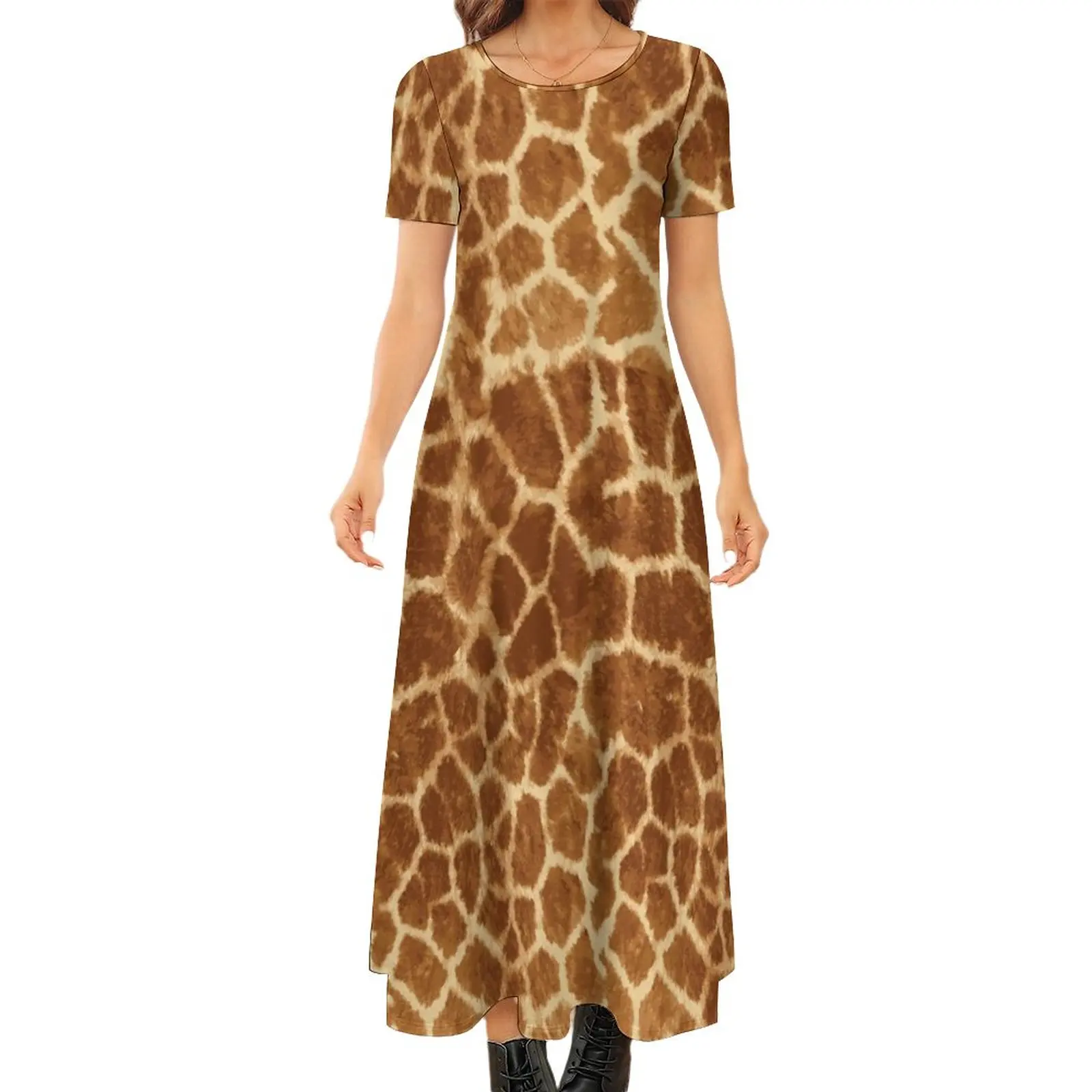 

Giraffe Skin Print Dress Animal Art Aesthetic Bohemia Long Dresses Women Cute Maxi Dress Big Size