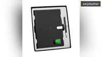 notebook led logo leather diary journal planner agenda notebook with powerbank mp4 video player wireless charge 16g memory drive