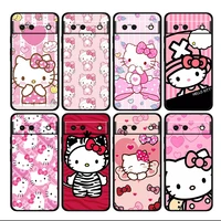 hello kitty pink cartoon shockproof cover for google pixel 7 6 6a 5 4 5a 4a xl pro tpu soft silicone soft black phone case coque