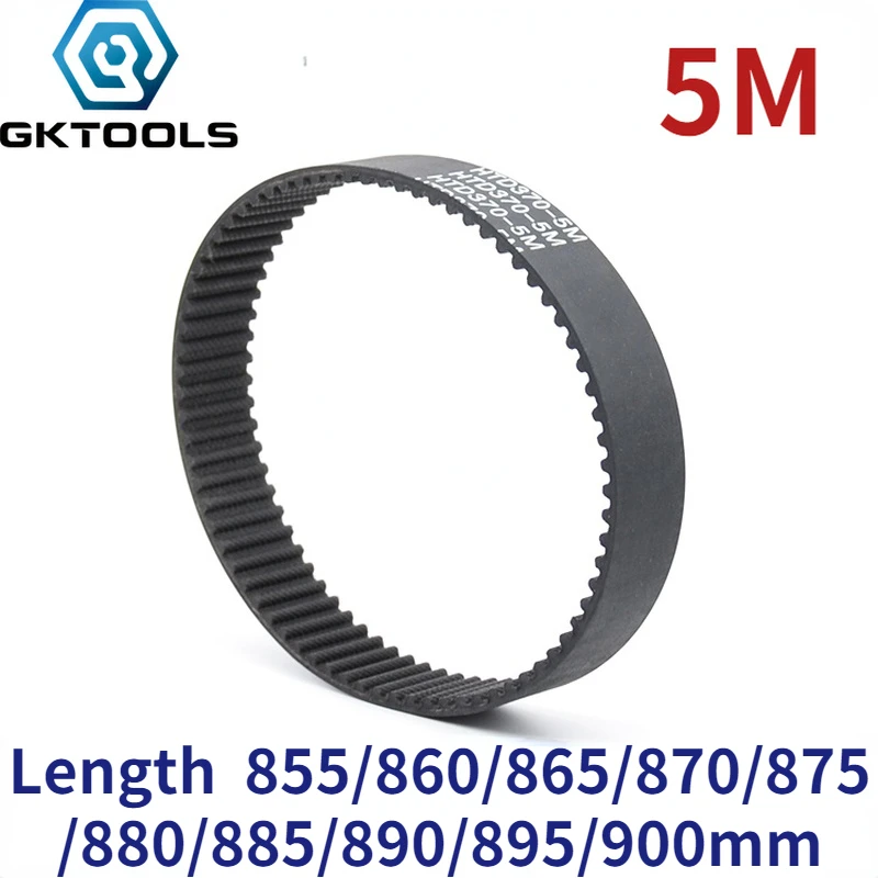 GKTOOLS 5M Width 10/15/20/25/30mm Closed Loop Rubber Timing Belt Length 855/860/865/870/875/880/885/890/895/900mm