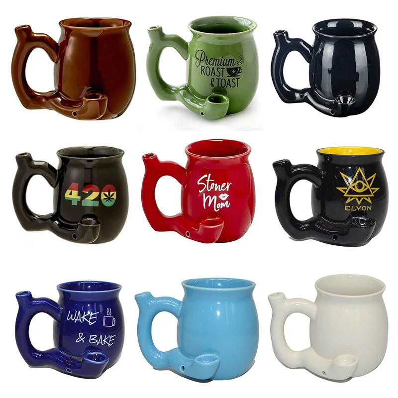 

Porcelain Smoking Pipe Mugs Multifunctional Cup Multi-Color Design Logo Design Coffee Ceramic Mug With Handgrip