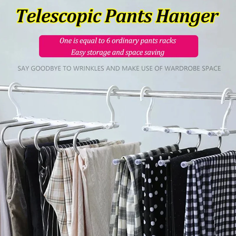 

Telescopic 5-in-1 Pants HangerMulti-functional 5 in1 Magic Hanger for pants Wardrobe trouser hangers Trouser Storage다기능 바지 정리 행거