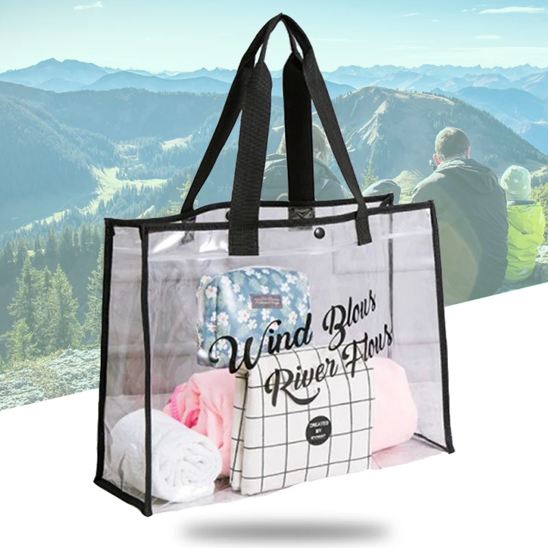 Transparent Waterproof Storage Beach Bag Travel Duffle Swimming Diving Handle Bag Fitness Wet Dry Bathing Shower Shoulder Bag