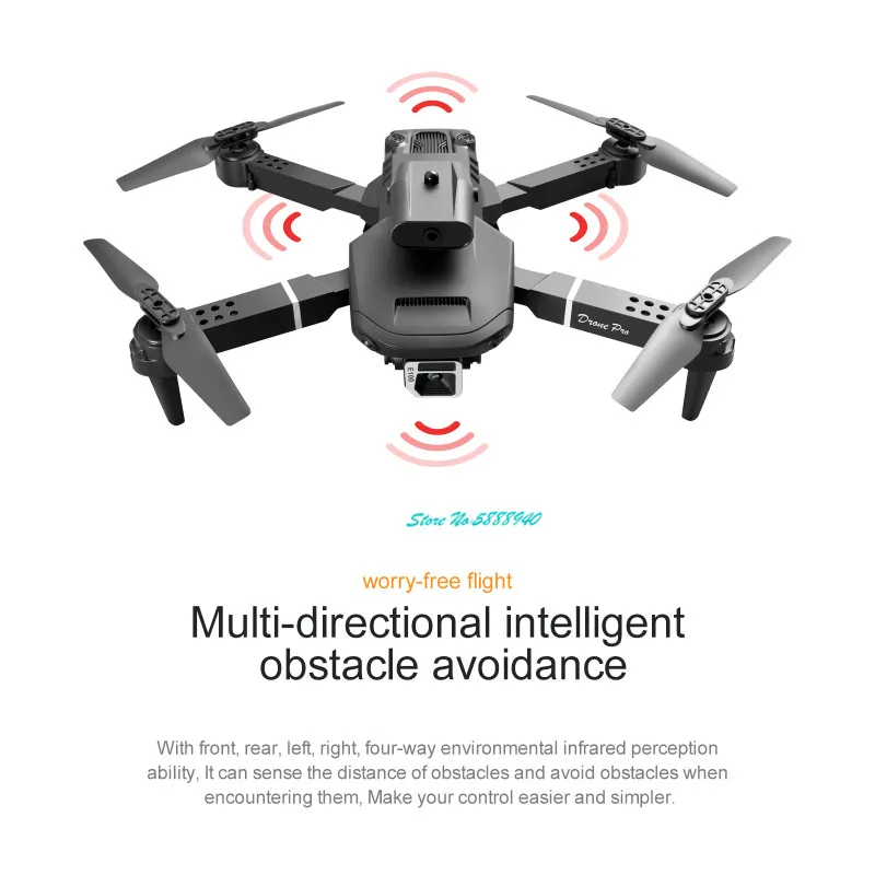 Фото МИНИ-дрон 4K Профессиональный HD-двойной квадрокоптер с двойной камерой WIFI FPV 360° °   Умный складной радиоуправляемый вертолет для предотвращения препятствий, дрон, подарок для мальчика №3