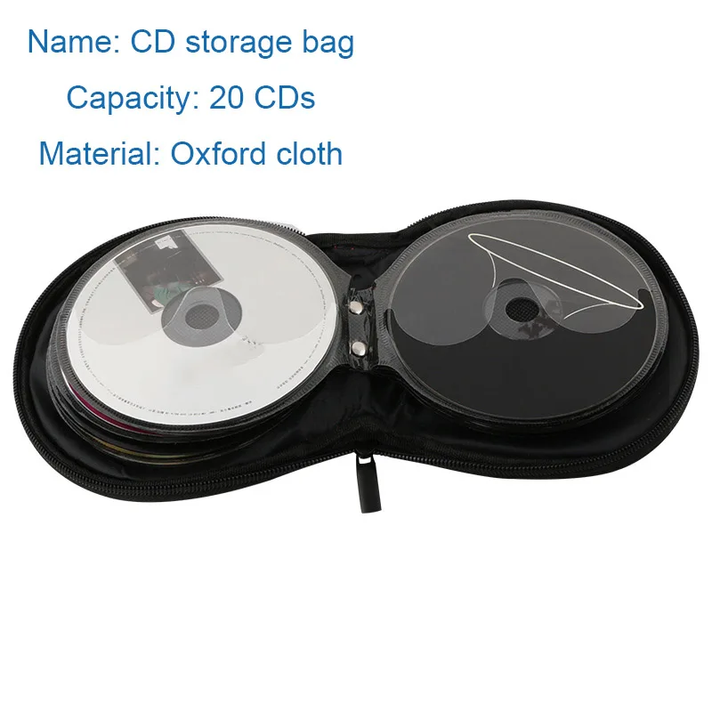 Portable CD DVD Case 20 Capacity Oxford Cloth Storage Bag Round Holder with Zipper for Home Car CD Box Bag images - 6