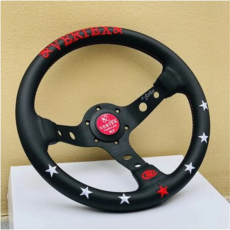 

Гоночное черное рулевое колесо VERTEX 330 мм jdm из натуральной кожи для дрифта